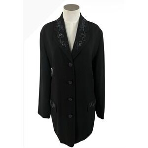 Vintage Carole Little Beaded Black Blazer Vest Y2K Evening Chic